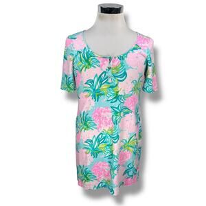 Lilly Pulitzer‎ Gavyn Henley T-Shirt Dress Women’s Large Ibiza Pineapple Shake